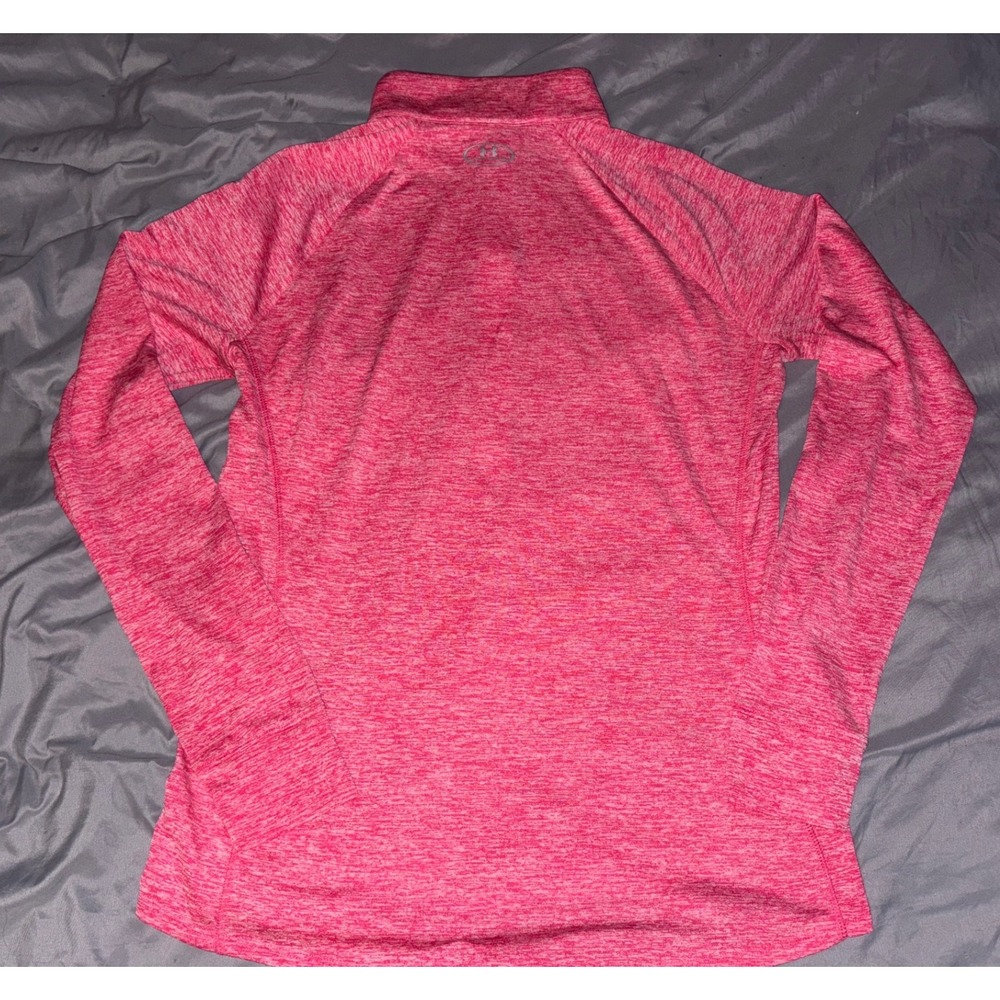 Under Armour HeatGear Women's Heather Red Loose Fit 1/4 Zip Pullover, Size L - Picture 3 of 7